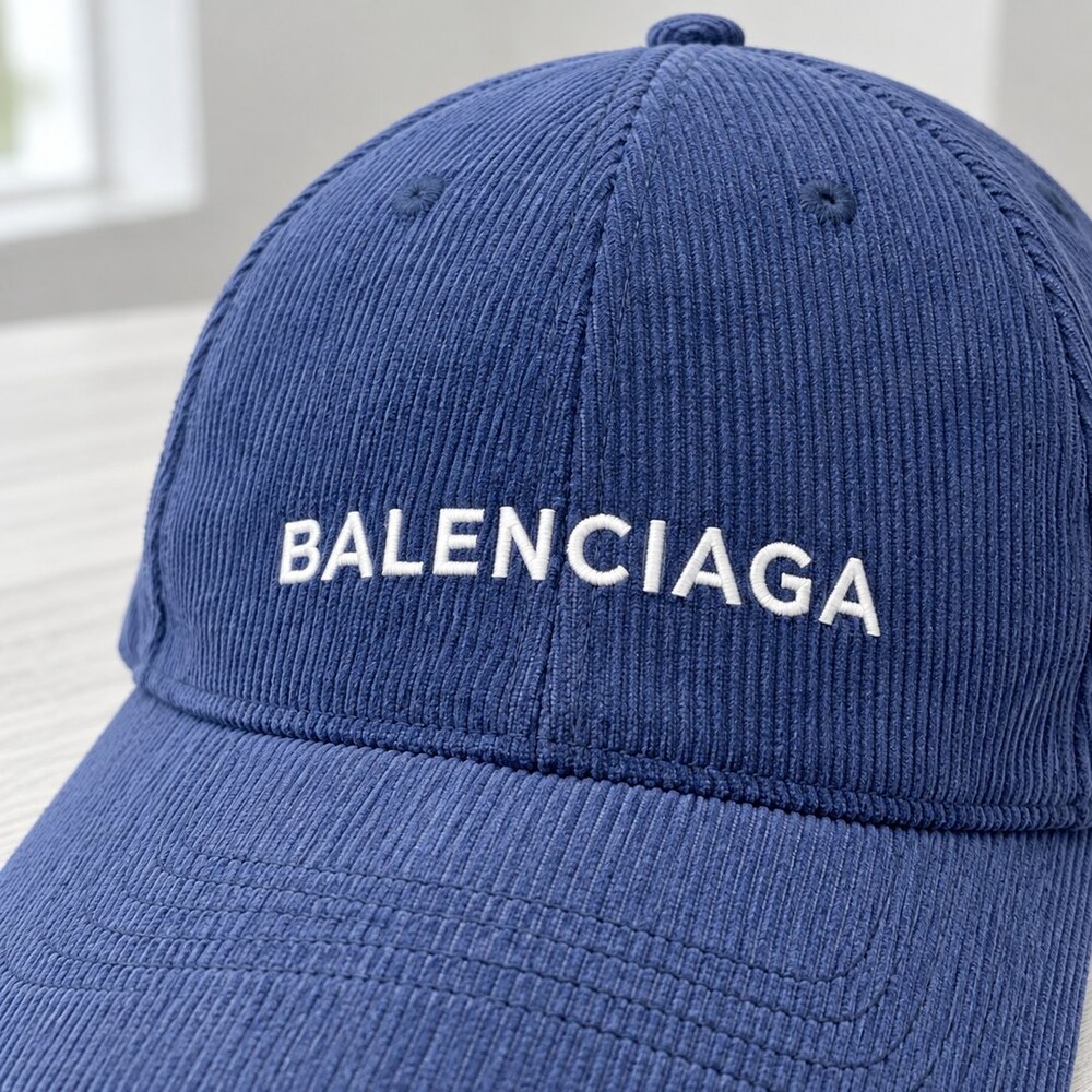 Balenciaga Blue Corduroy Logo Cap - Picture 5 of 6